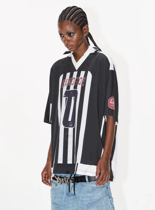 BLIND NO PLAN Striped Sports Uniform Digital Print Polo | Face 3 Face