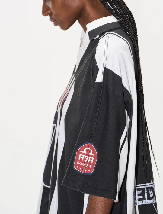 BLIND NO PLAN Striped Sports Uniform Digital Print Polo | Face 3 Face