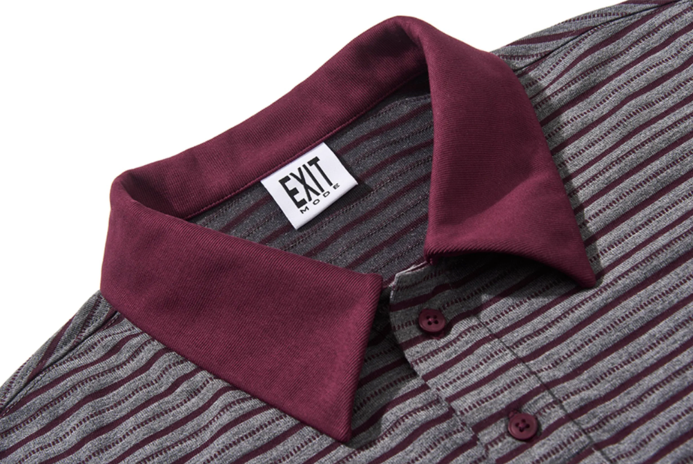 BLIND NO PLAN Striped Raw-Edge Patch Polo | Face 3 Face
