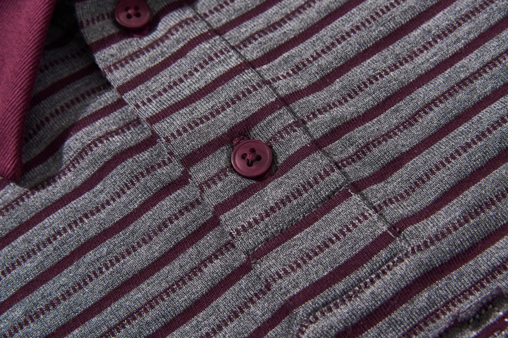 BLIND NO PLAN Striped Raw-Edge Patch Polo | Face 3 Face