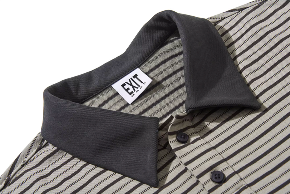 BLIND NO PLAN Striped Raw-Edge Patch Polo | Face 3 Face
