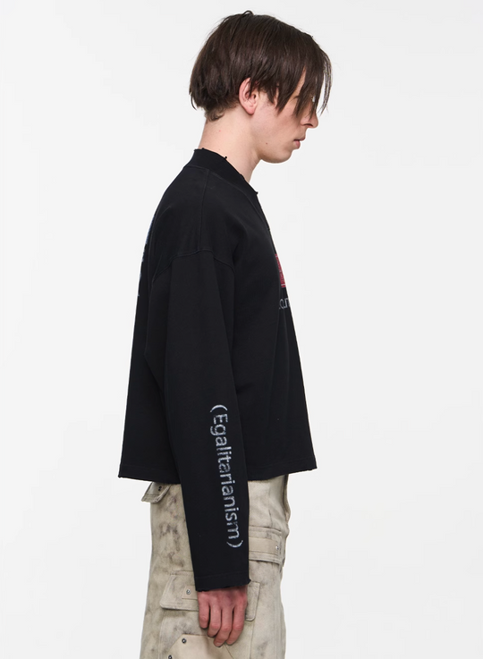 BLIND NO PLAN V-Neck Washed Print Long Sleeve Tee | Face 3 Face