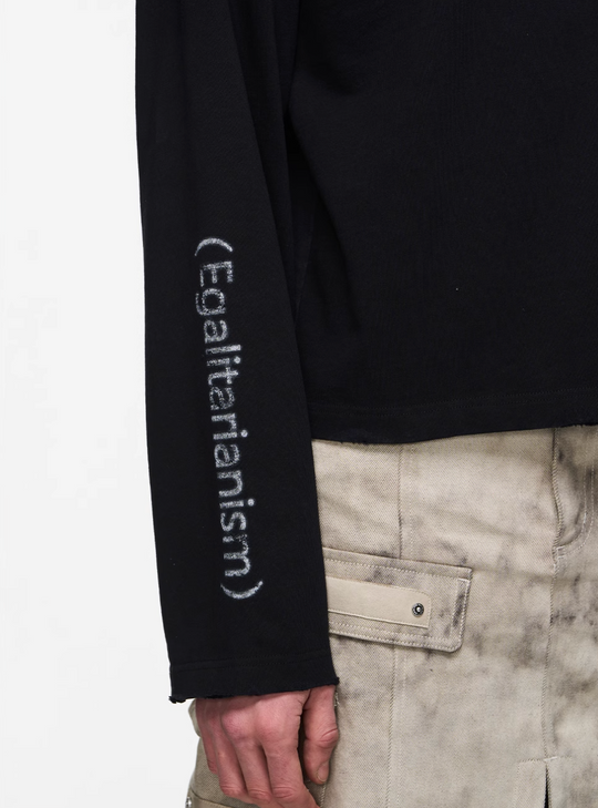 BLIND NO PLAN V-Neck Washed Print Long Sleeve Tee | Face 3 Face