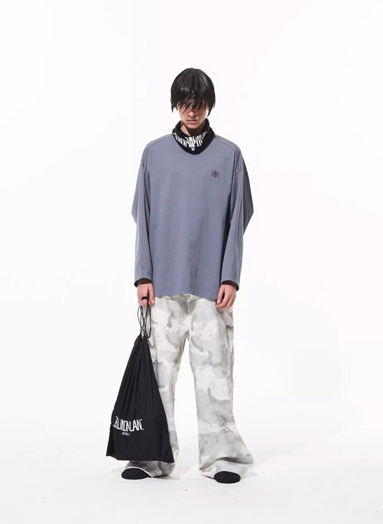 BLIND NO PLAN Logo Embroidered Inverted Sleeve Long Sleeve Tee | Face 3 Face