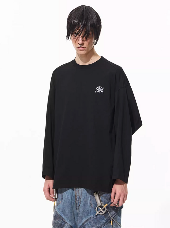 BLIND NO PLAN Logo Embroidered Inverted Sleeve Long Sleeve Tee | Face 3 Face