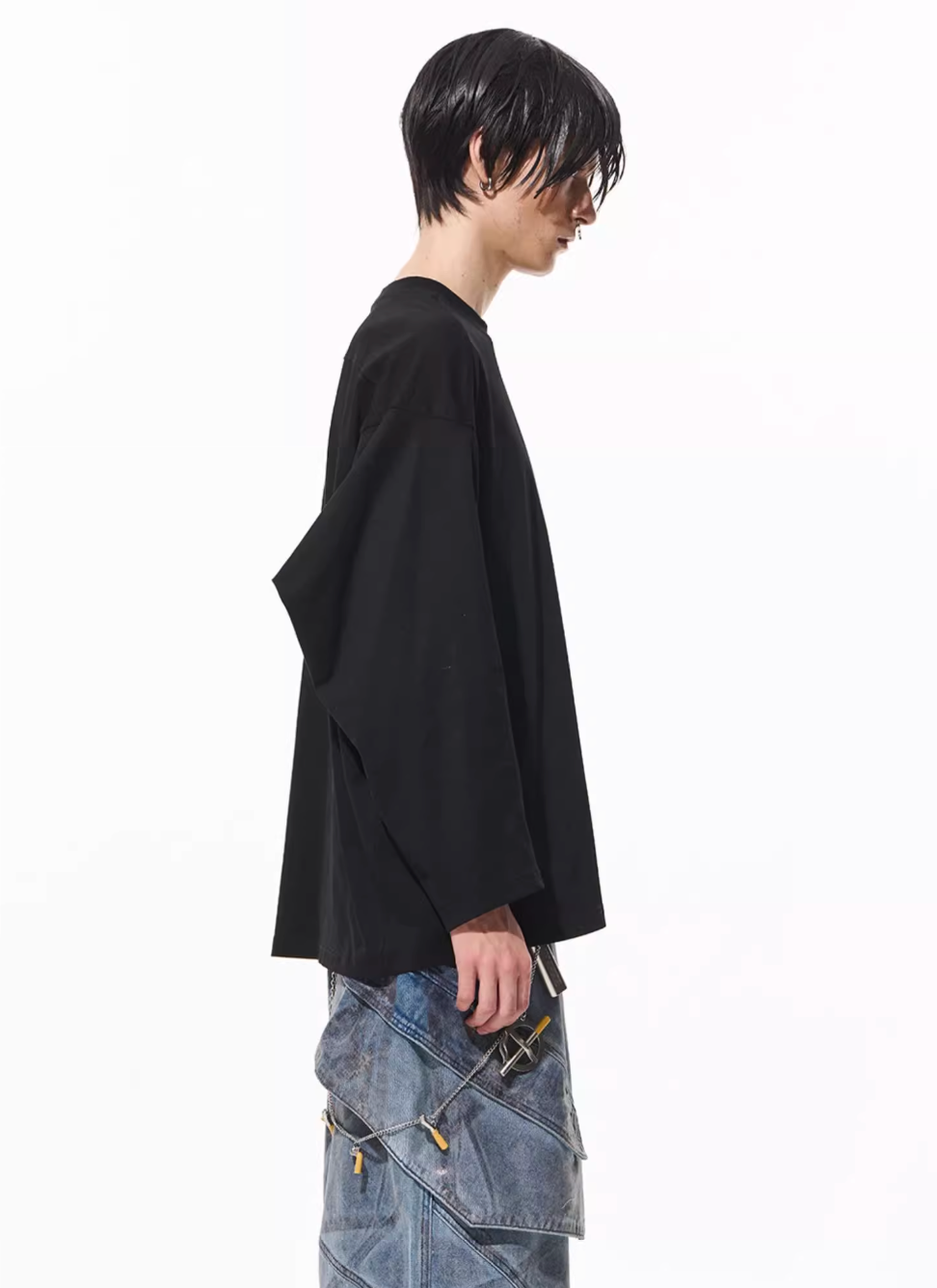 BLIND NO PLAN Logo Embroidered Inverted Sleeve Long Sleeve Tee | Face 3 Face