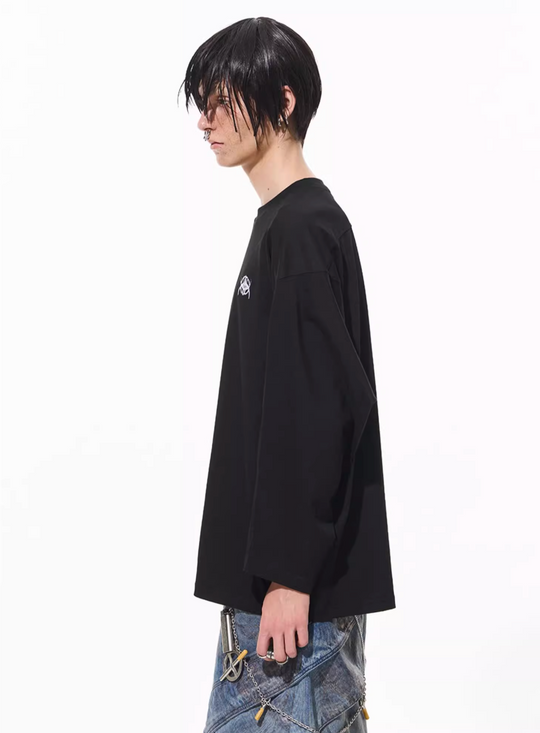 BLIND NO PLAN Logo Embroidered Inverted Sleeve Long Sleeve Tee | Face 3 Face