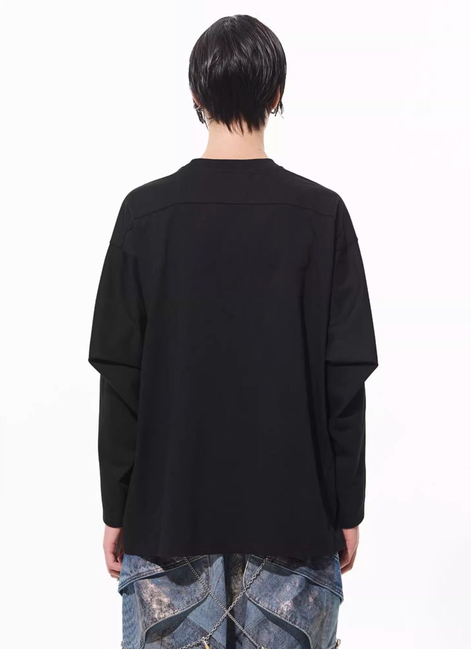 BLIND NO PLAN Logo Embroidered Inverted Sleeve Long Sleeve Tee | Face 3 Face