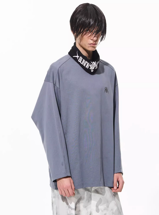 BLIND NO PLAN Logo Embroidered Inverted Sleeve Long Sleeve Tee | Face 3 Face