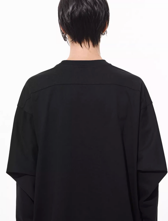 BLIND NO PLAN Logo Embroidered Inverted Sleeve Long Sleeve Tee | Face 3 Face