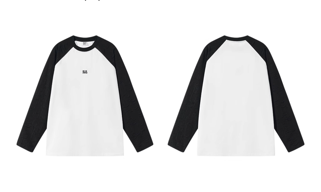 BLIND NO PLAN Contrast Color Embroidered Raglan Long Sleeve Tee | Face 3 Face