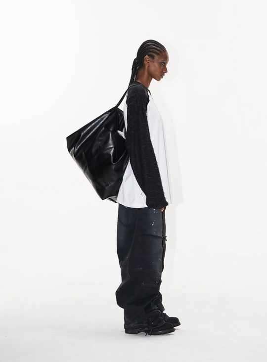 BLIND NO PLAN Contrast Color Embroidered Raglan Long Sleeve Tee | Face 3 Face