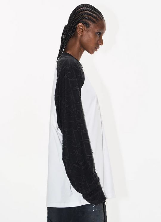 BLIND NO PLAN Contrast Color Embroidered Raglan Long Sleeve Tee | Face 3 Face