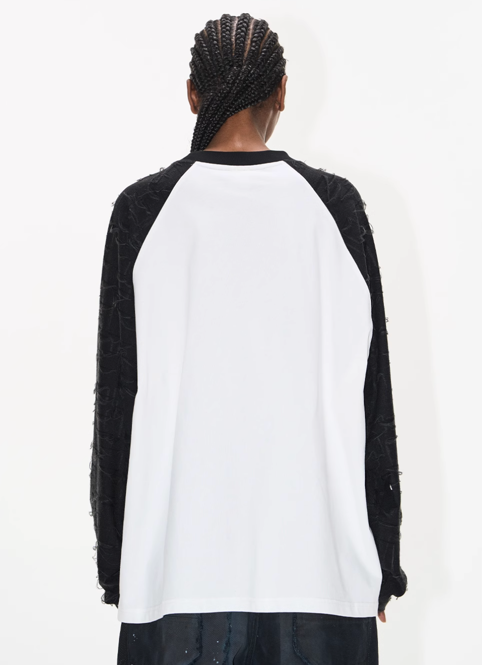 BLIND NO PLAN Contrast Color Embroidered Raglan Long Sleeve Tee | Face 3 Face