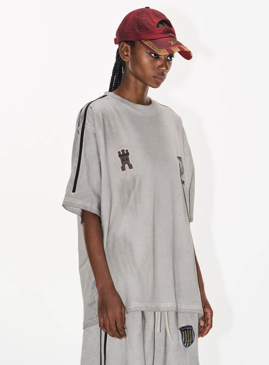 BLIND NO PLAN Distressed Washed Sports Badge Tee | Face 3 Face