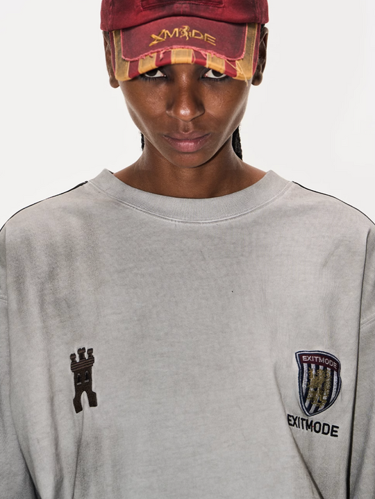 BLIND NO PLAN Distressed Washed Sports Badge Tee | Face 3 Face