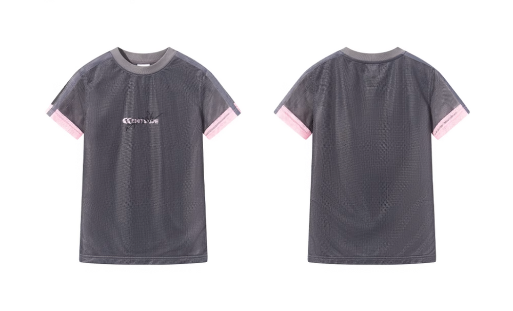 BLIND NO PLAN Contrast-Color Mesh Sports Slim-Fit Tee | Face 3 Face