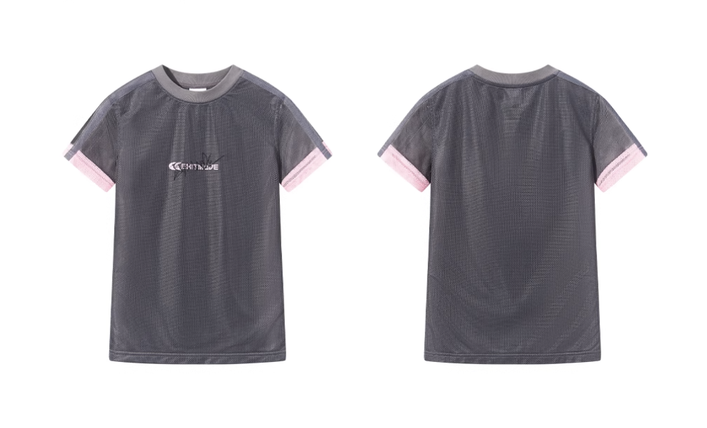 BLIND NO PLAN Contrast-Color Mesh Sports Slim-Fit Tee | Face 3 Face