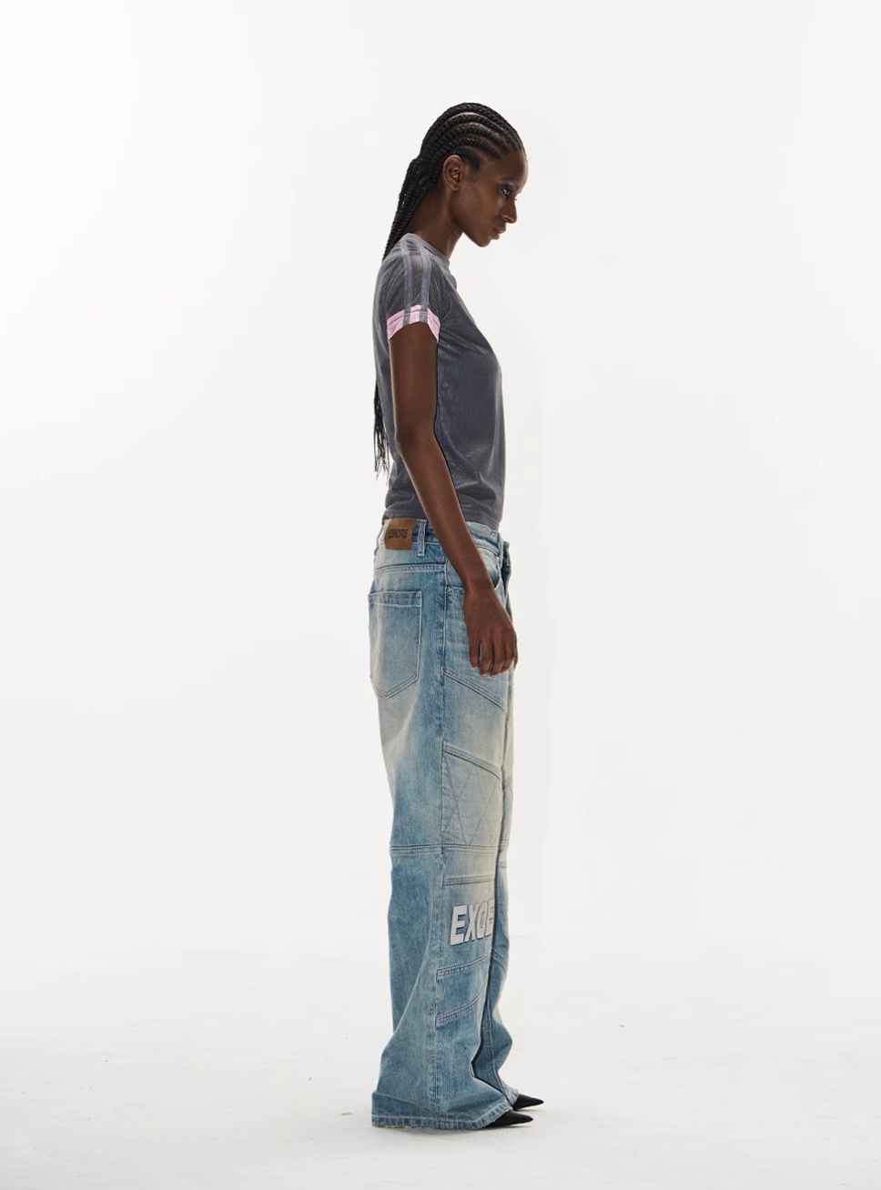 BLIND NO PLAN Contrast-Color Mesh Sports Slim-Fit Tee | Face 3 Face