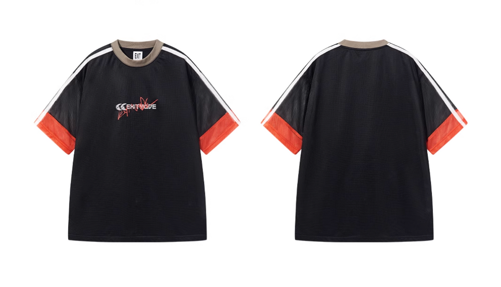 BLIND NO PLAN Color-Blocking Mesh Patchwork Sports Tee | Face 3 Face