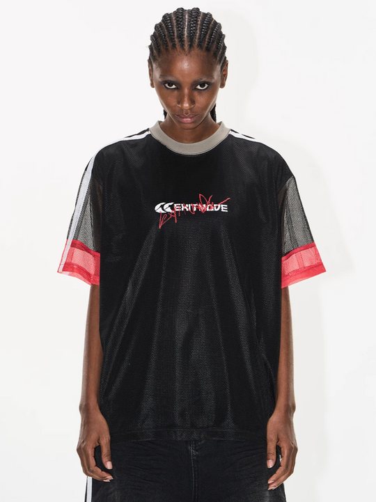 BLIND NO PLAN Color-Blocking Mesh Patchwork Sports Tee | Face 3 Face