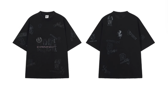 BLIND NO PLAN Washed Vintage Graffiti Multi-Print Tee | Face 3 Face