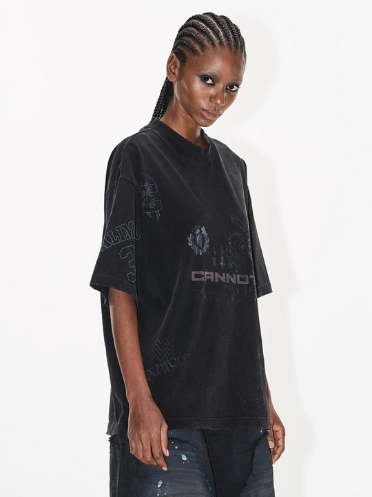 BLIND NO PLAN Washed Vintage Graffiti Multi-Print Tee | Face 3 Face