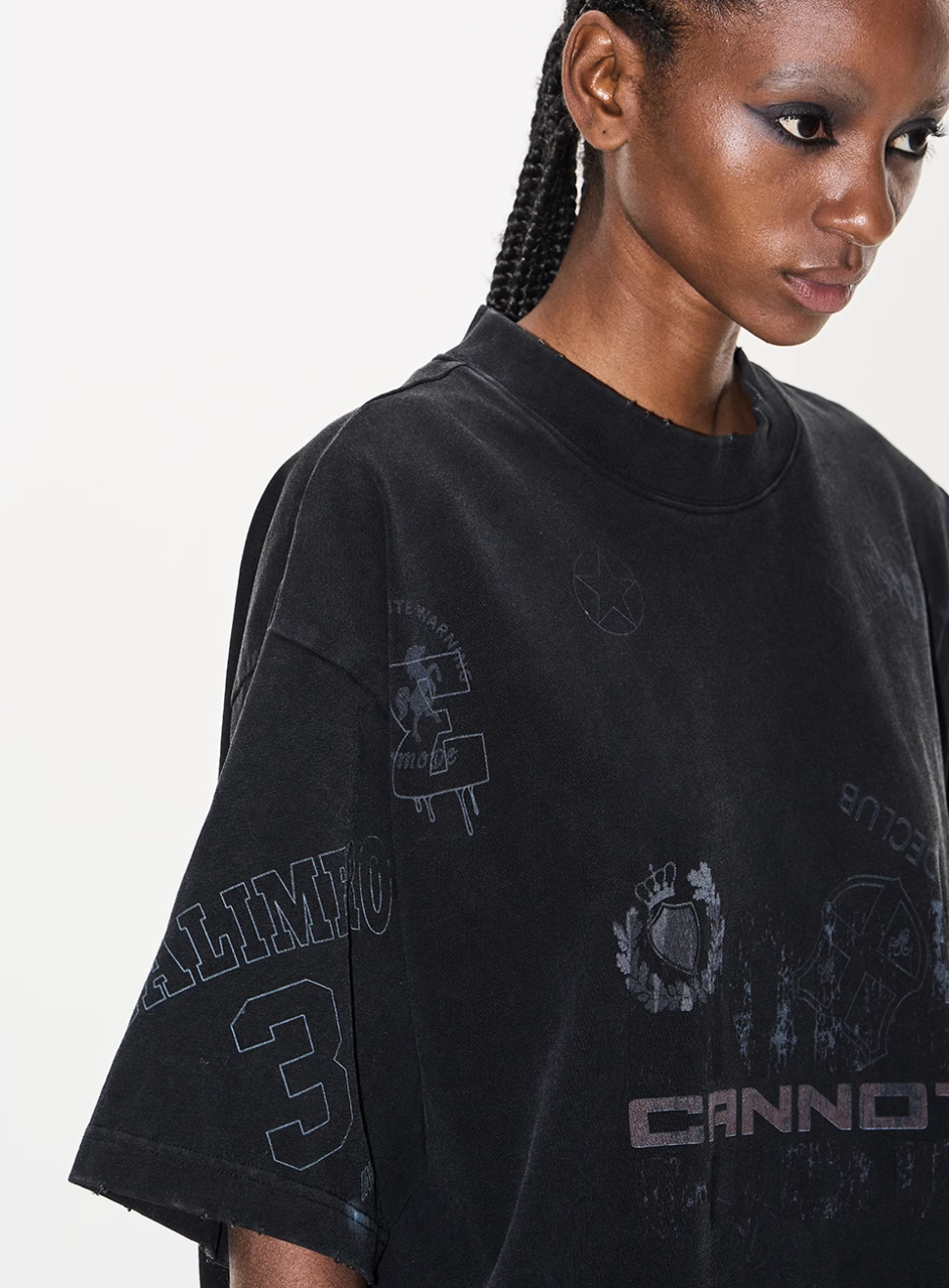 BLIND NO PLAN Washed Vintage Graffiti Multi-Print Tee | Face 3 Face