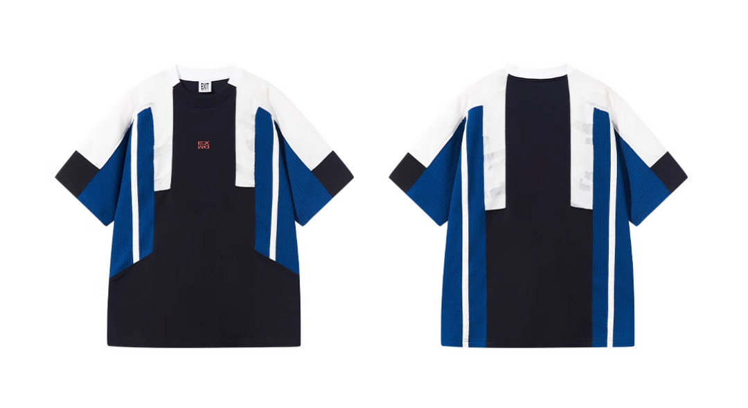 BLIND NO PLAN Colorblocked Textured Embroidery Tee | Face 3 Face