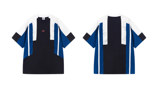 BLIND NO PLAN Colorblocked Textured Embroidery Tee | Face 3 Face