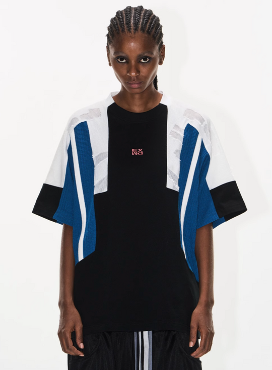 BLIND NO PLAN Colorblocked Textured Embroidery Tee | Face 3 Face