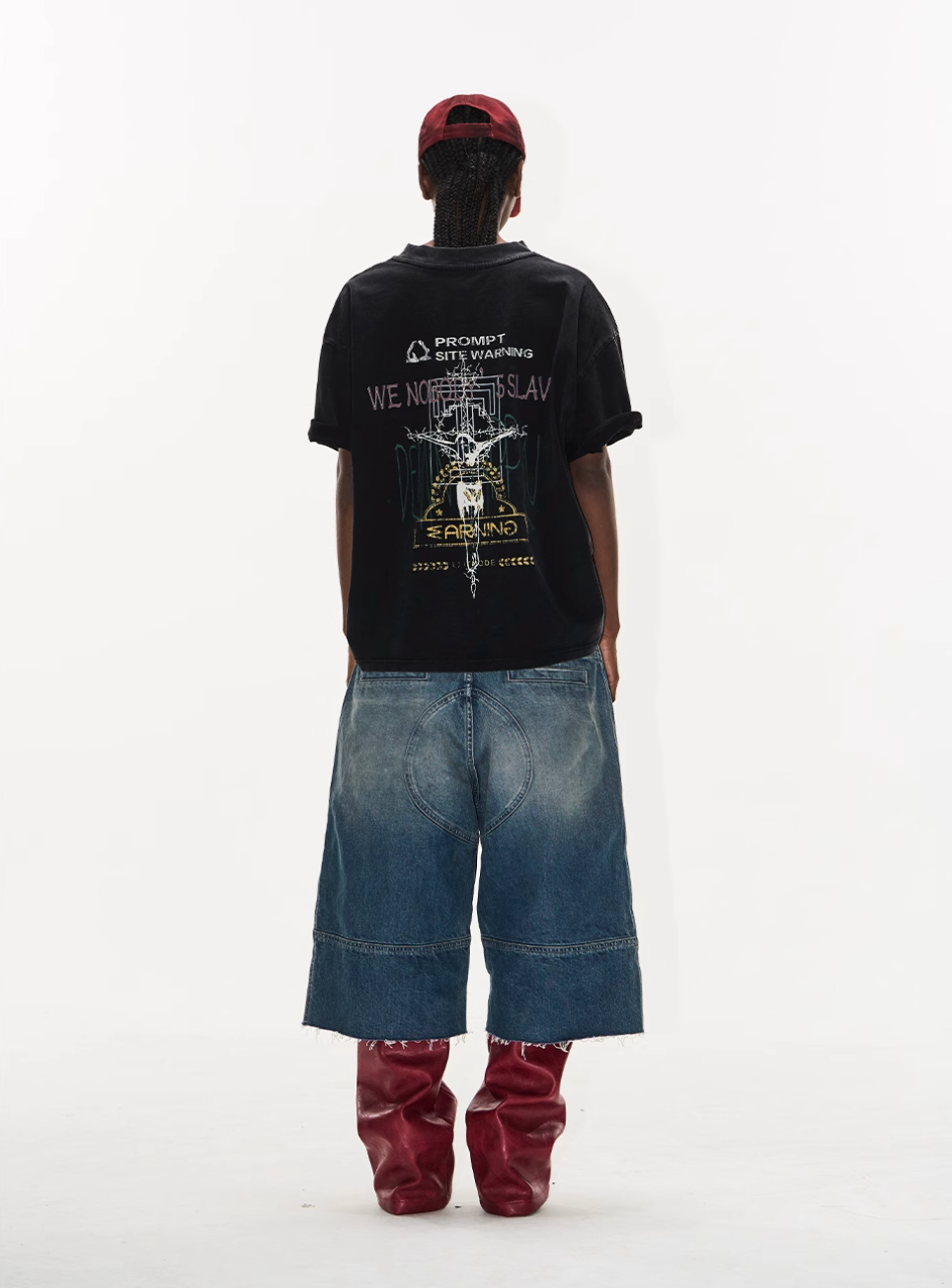 BLIND NO PLAN Washed and Aged Overlapping Print Tee | Face 3 Face