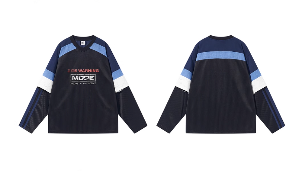 BLIND NO PLAN Colorblocked Double-Layer Jersey Long-Sleeve Tee | Face 3 Face