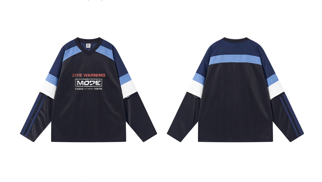 BLIND NO PLAN Colorblocked Double-Layer Jersey Long-Sleeve Tee | Face 3 Face