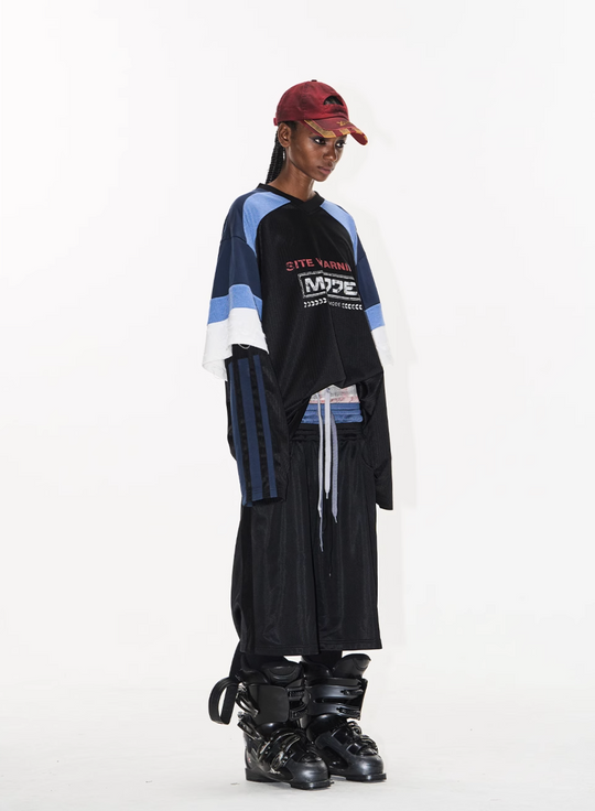 BLIND NO PLAN Colorblocked Double-Layer Jersey Long-Sleeve Tee | Face 3 Face