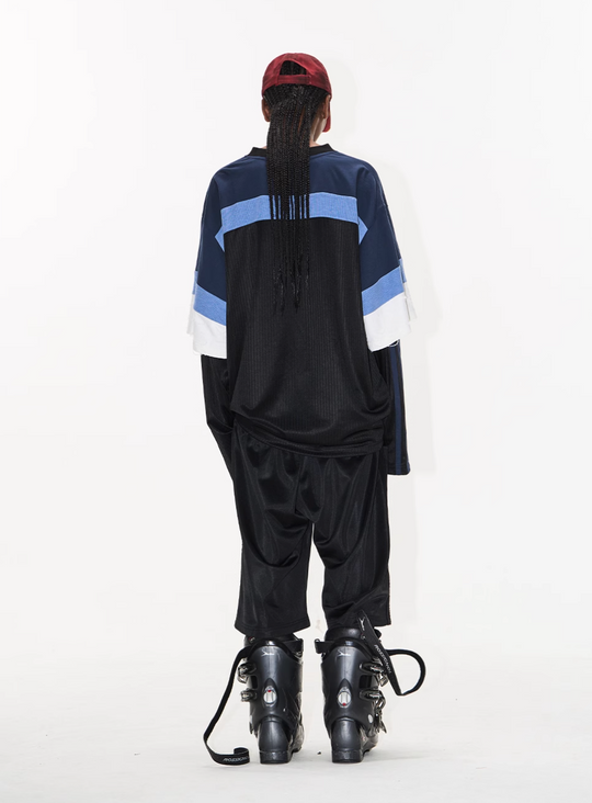 BLIND NO PLAN Colorblocked Double-Layer Jersey Long-Sleeve Tee | Face 3 Face