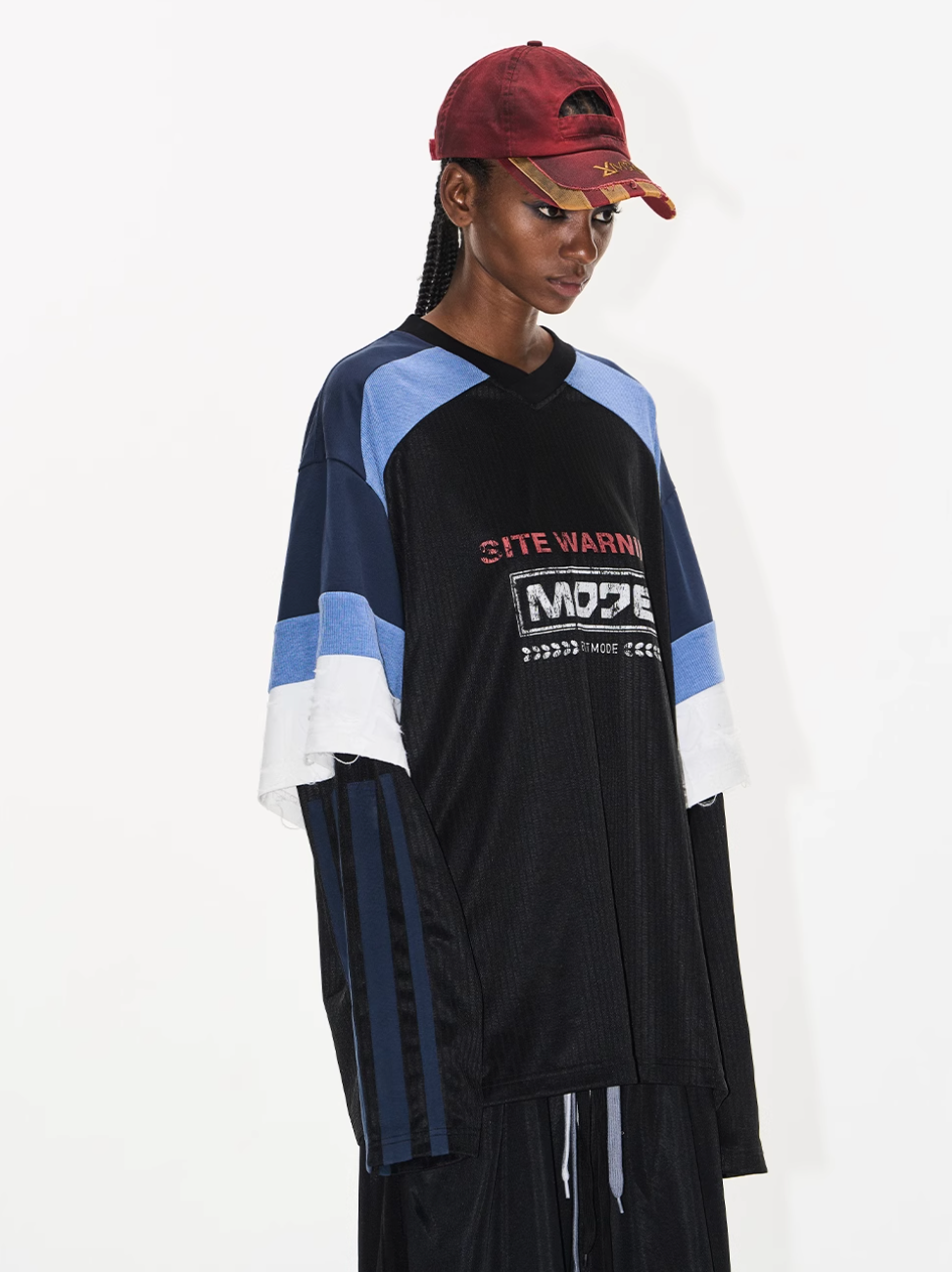 BLIND NO PLAN Colorblocked Double-Layer Jersey Long-Sleeve Tee | Face 3 Face