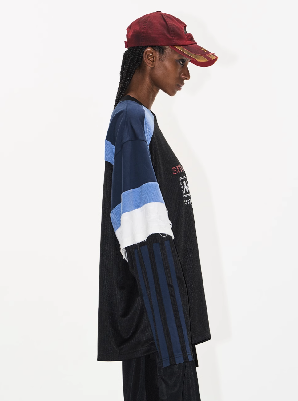 BLIND NO PLAN Colorblocked Double-Layer Jersey Long-Sleeve Tee | Face 3 Face