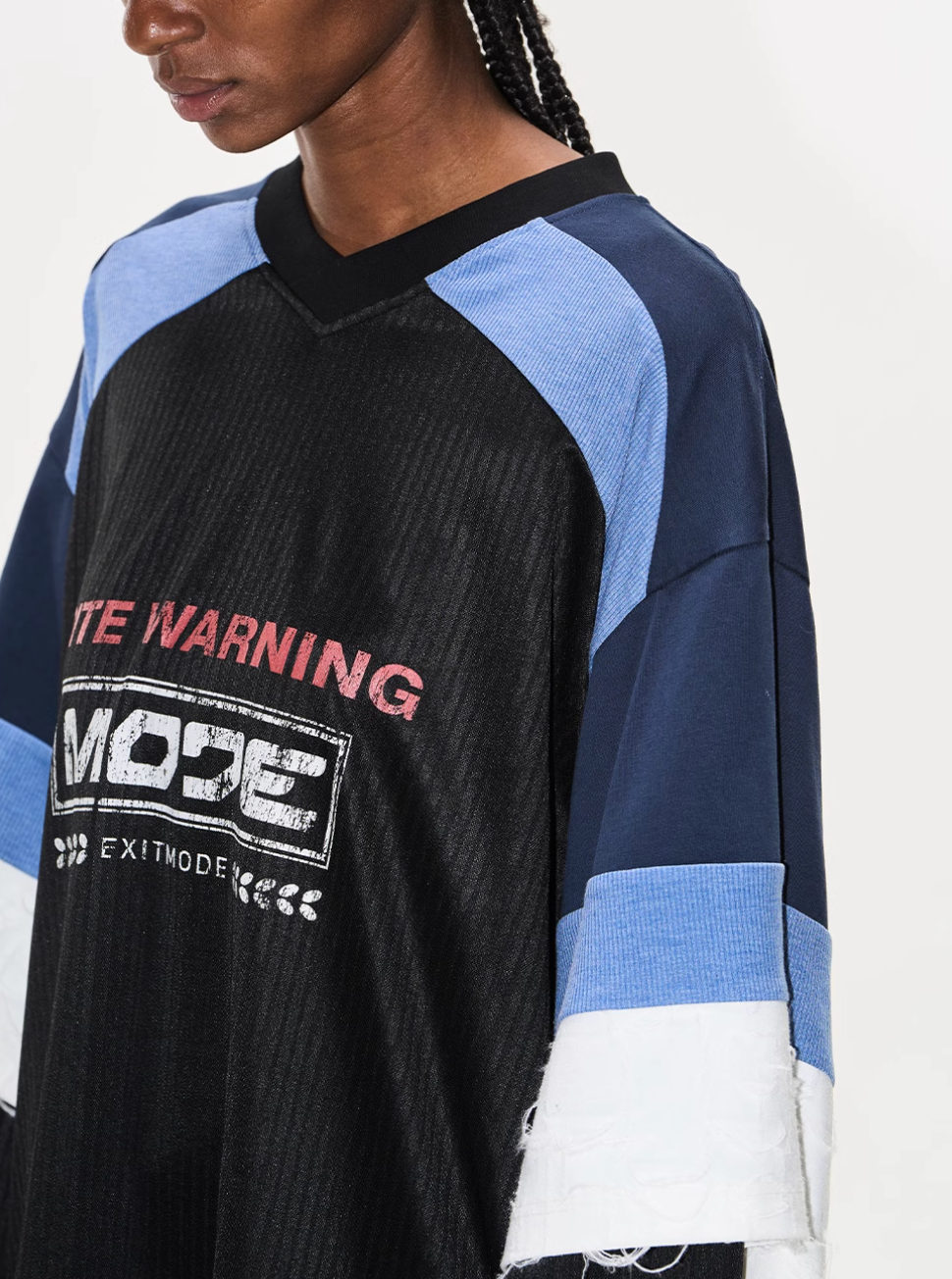 BLIND NO PLAN Colorblocked Double-Layer Jersey Long-Sleeve Tee | Face 3 Face