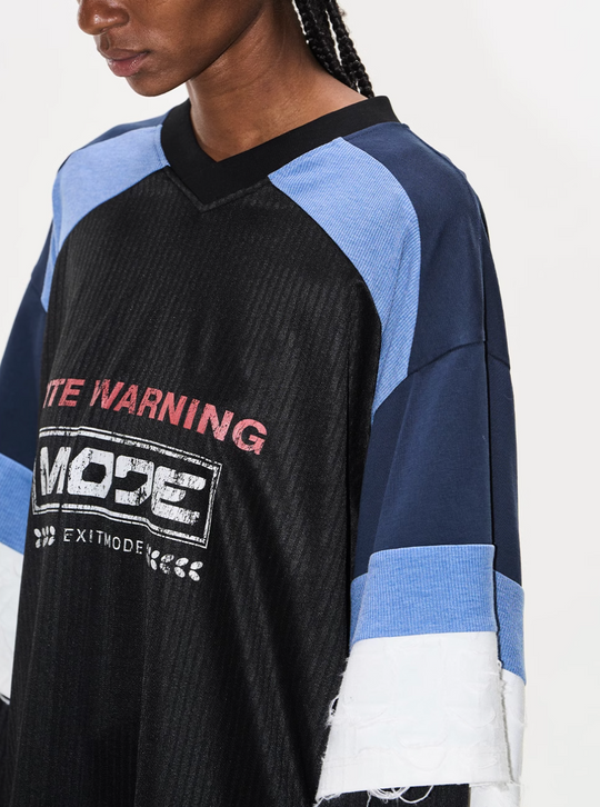 BLIND NO PLAN Colorblocked Double-Layer Jersey Long-Sleeve Tee | Face 3 Face