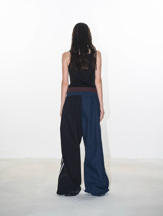 BLIND NO PLAN Double Waistband Layer 3D Pleated Sweatpants | Face 3 Face