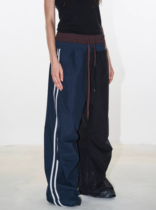 BLIND NO PLAN Double Waistband Layer 3D Pleated Sweatpants | Face 3 Face