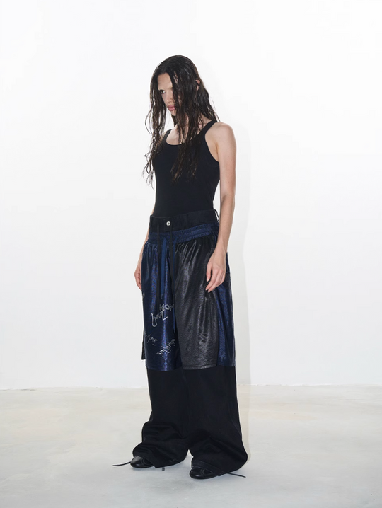 BLIND NO PLAN Graffiti Print Sport Double-layer Pants | Face 3 Face