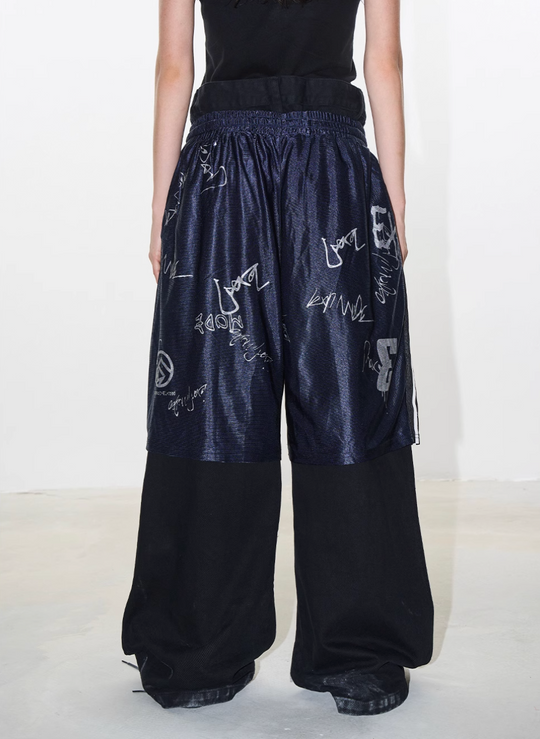 BLIND NO PLAN Graffiti Print Sport Double-layer Pants | Face 3 Face