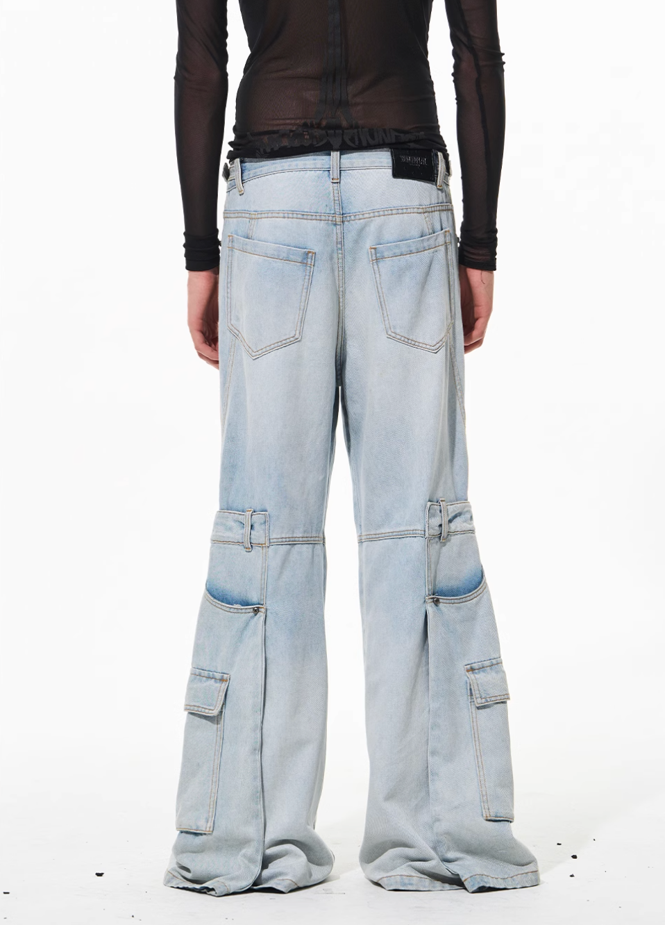 BLIND NO PLAN Reconstructed Work Pockets Washed Jeans | Face 3 Face
