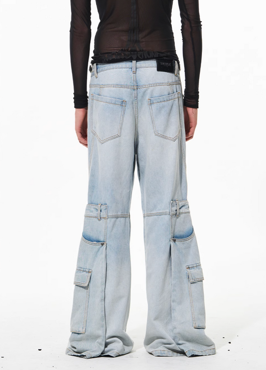 BLIND NO PLAN Reconstructed Work Pockets Washed Jeans | Face 3 Face