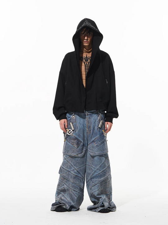 BLIND NO PLAN Snake-Print Patchwork Baggy Jeans | Face 3 Face