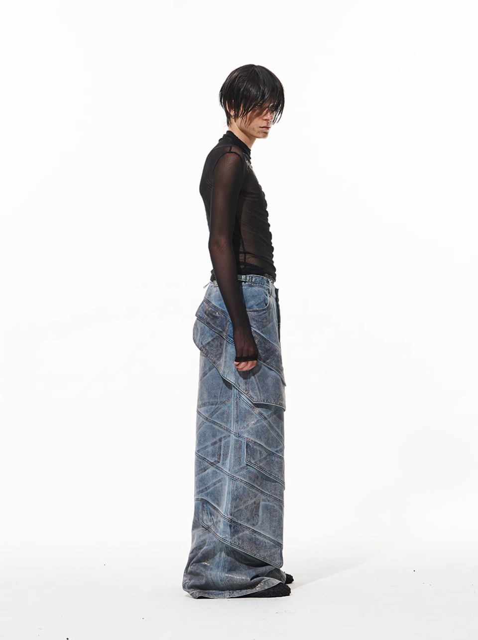 BLIND NO PLAN Snake-Print Patchwork Baggy Jeans | Face 3 Face