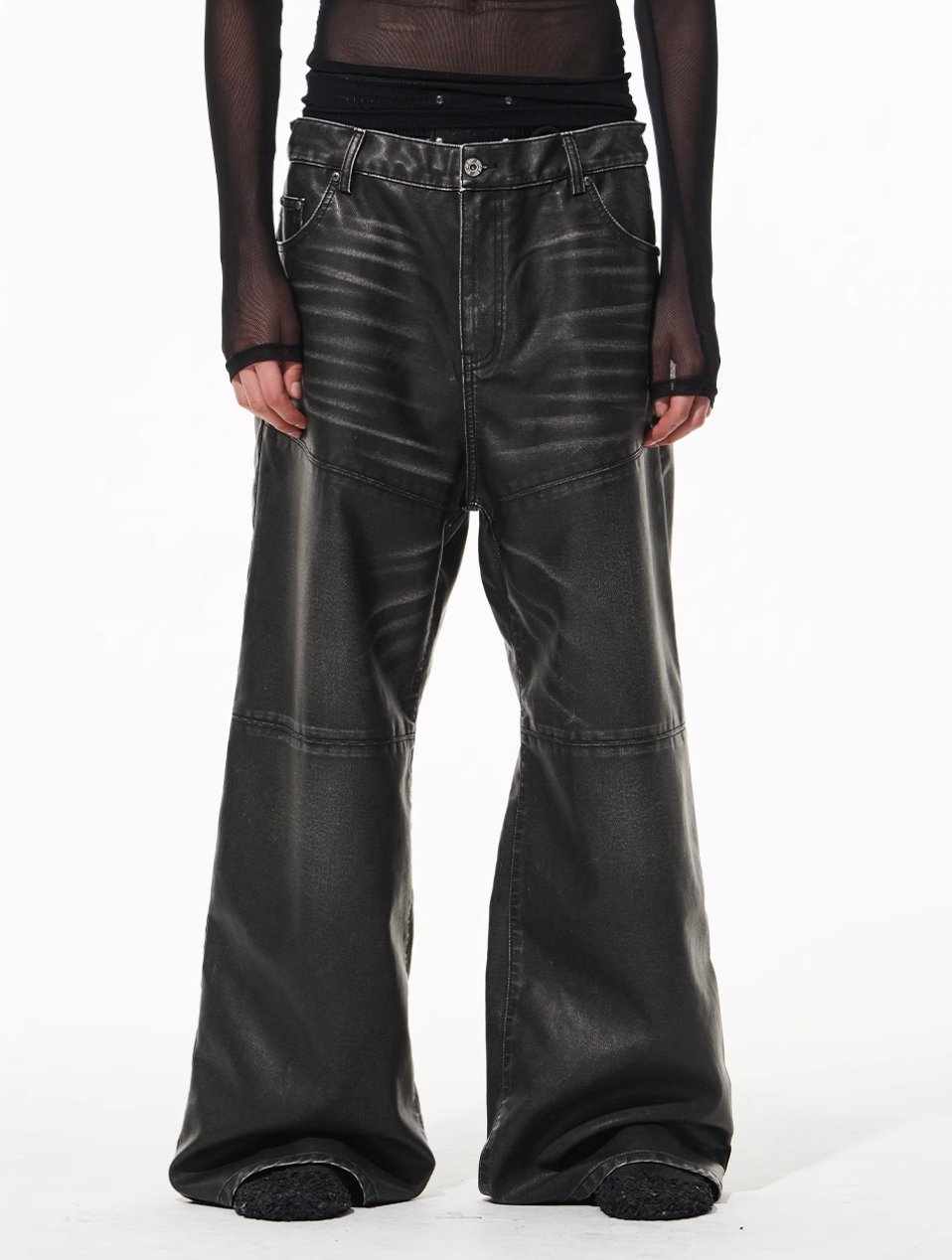 BLIND NO PLAN Hand-Whiskered Baggy Leather Pants | Face 3 Face
