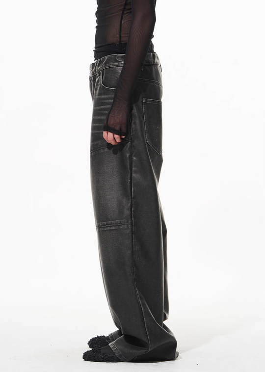 BLIND NO PLAN Hand-Whiskered Baggy Leather Pants | Face 3 Face